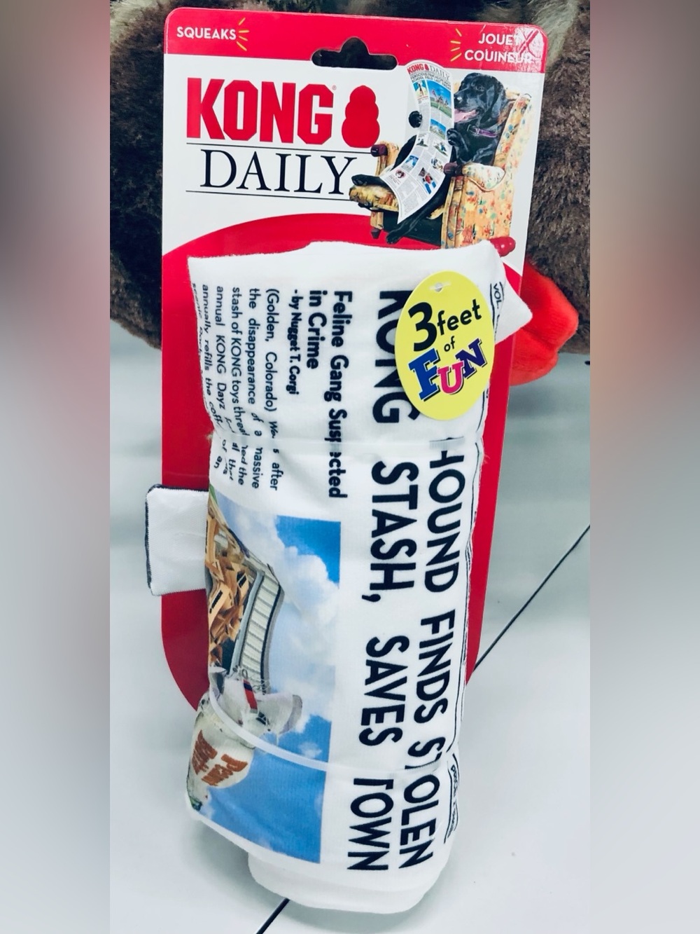 NEW KONG DAILY 3ft Tug Toy with 6
Squeakers Crinkly Plush Soft Dog Multicolor